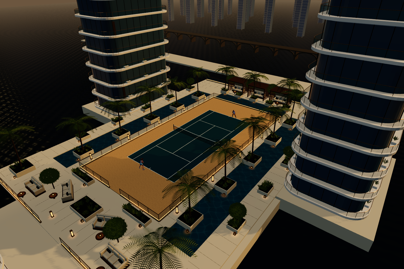 The original tennis resort environment from Rally Club